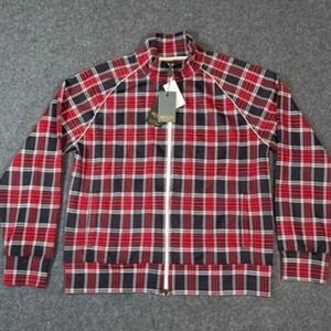 Todd Snyder Navy Red Plaid Track Jacket Full Zip Mens Size Large Lux Comfy NWT